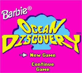 Title screen of Barbie's Ocean Discovery on the Nintendo Game Boy Color.