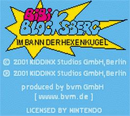 Title screen of Bibi Blocksberg: Im Bann der Hexenkugel on the Nintendo Game Boy Color.