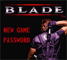 Title screen of Blade on the Nintendo Game Boy Color.