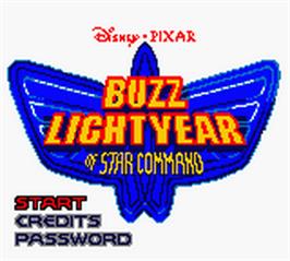 Title screen of Buzz Lightyear of Star Command on the Nintendo Game Boy Color.