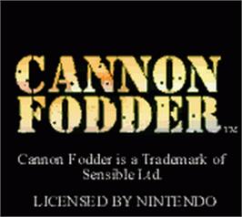 Title screen of Cannon Fodder on the Nintendo Game Boy Color.
