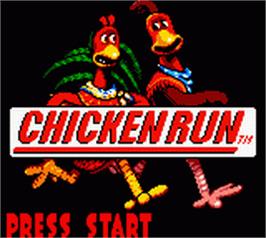 Title screen of Chicken Run on the Nintendo Game Boy Color.