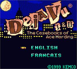 Title screen of Deja Vu 1 & 2: The Casebooks of Ace Harding on the Nintendo Game Boy Color.