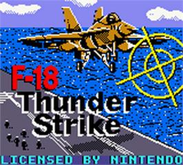 Title screen of F-18 Thunder Strike on the Nintendo Game Boy Color.