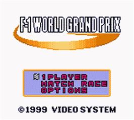 Title screen of F-1 World Grand Prix on the Nintendo Game Boy Color.