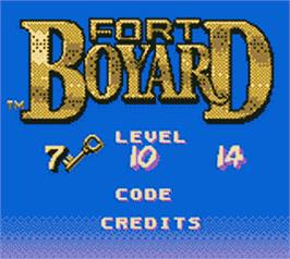 Title screen of Fort Boyard on the Nintendo Game Boy Color.
