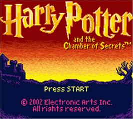 Title screen of Harry Potter and the Chamber of Secrets on the Nintendo Game Boy Color.