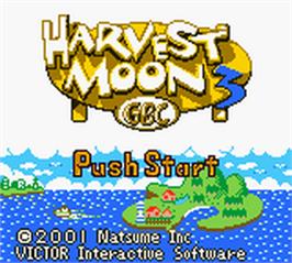 Title screen of Harvest Moon 3 GBC on the Nintendo Game Boy Color.