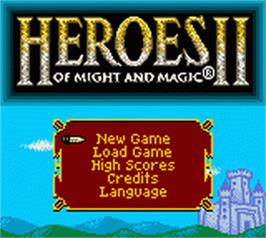 Title screen of Heroes of Might and Magic 2 on the Nintendo Game Boy Color.