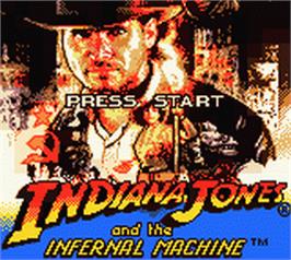 Title screen of Indiana Jones and the Infernal Machine on the Nintendo Game Boy Color.