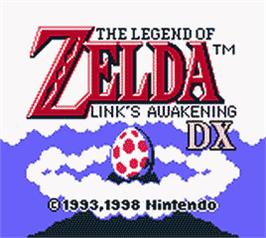 Title screen of Legend of Zelda: Link's Awakening DX on the Nintendo Game Boy Color.