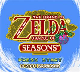 Title screen of Legend of Zelda: Oracle of Seasons on the Nintendo Game Boy Color.