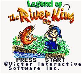 Title screen of Legend of the River King GB on the Nintendo Game Boy Color.