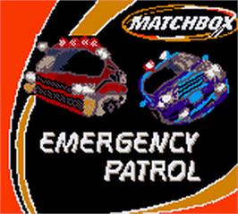 Title screen of Matchbox: Emergency Patrol on the Nintendo Game Boy Color.