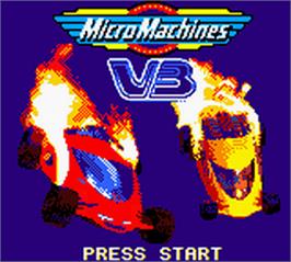 Title screen of Micro Machines V3 on the Nintendo Game Boy Color.