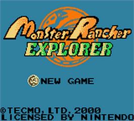 Title screen of Monster Rancher Explorer on the Nintendo Game Boy Color.