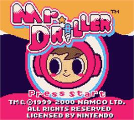 Title screen of Mr Driller on the Nintendo Game Boy Color.