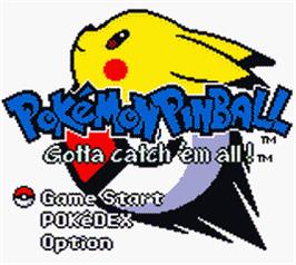 Title screen of Pokemon Pinball on the Nintendo Game Boy Color.