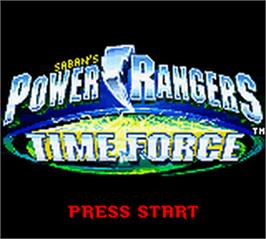 Title screen of Power Rangers: Time Force on the Nintendo Game Boy Color.