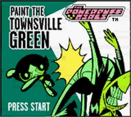 Title screen of Powerpuff Girls: Paint the Townsville Green on the Nintendo Game Boy Color.