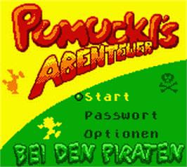 Title screen of Pumuckls Abenteuer bei den Piraten on the Nintendo Game Boy Color.