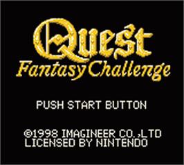 Title screen of Quest - Fantasy Challenge on the Nintendo Game Boy Color.