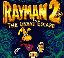 Title screen of Rayman 2: The Great Escape on the Nintendo Game Boy Color.