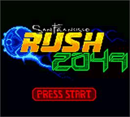 Title screen of San Francisco Rush 2049 on the Nintendo Game Boy Color.