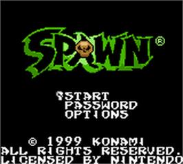 Title screen of Spawn on the Nintendo Game Boy Color.