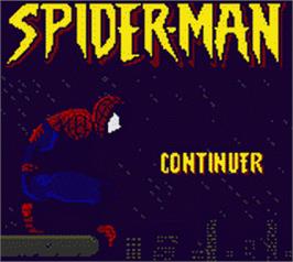 Title screen of Spider-Man on the Nintendo Game Boy Color.