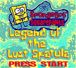 Title screen of SpongeBob SquarePants: Legend of the Lost Spatula on the Nintendo Game Boy Color.