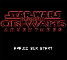 Title screen of Star Wars: Episode I: Obi-Wan's Adventures on the Nintendo Game Boy Color.