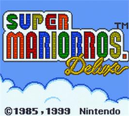 Title screen of Super Mario Bros. Deluxe on the Nintendo Game Boy Color.