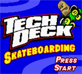 Title screen of Tech Deck Skateboarding on the Nintendo Game Boy Color.