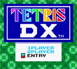 Title screen of Tetris DX on the Nintendo Game Boy Color.