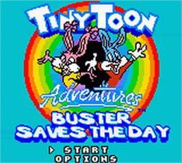 Title screen of Tiny Toon Adventures: Buster Saves the Day on the Nintendo Game Boy Color.