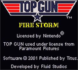 Title screen of Top Gun: Firestorm on the Nintendo Game Boy Color.