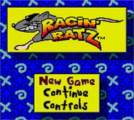 Title screen of Tyco Racin' Ratz on the Nintendo Game Boy Color.