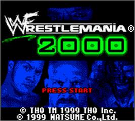 Title screen of WWF Wrestlemania 2000 on the Nintendo Game Boy Color.