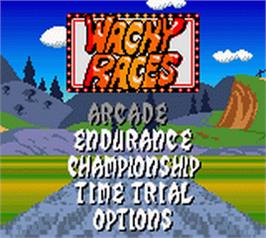 Title screen of Wacky Races on the Nintendo Game Boy Color.
