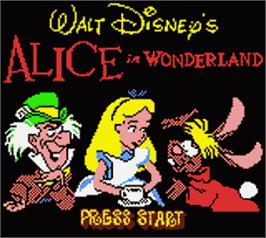 Title screen of Walt Disney's Alice in Wonderland on the Nintendo Game Boy Color.