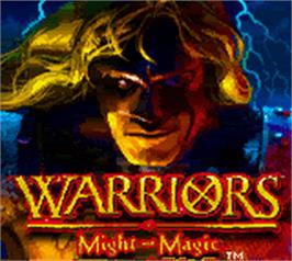 Title screen of Warriors of Might and Magic on the Nintendo Game Boy Color.