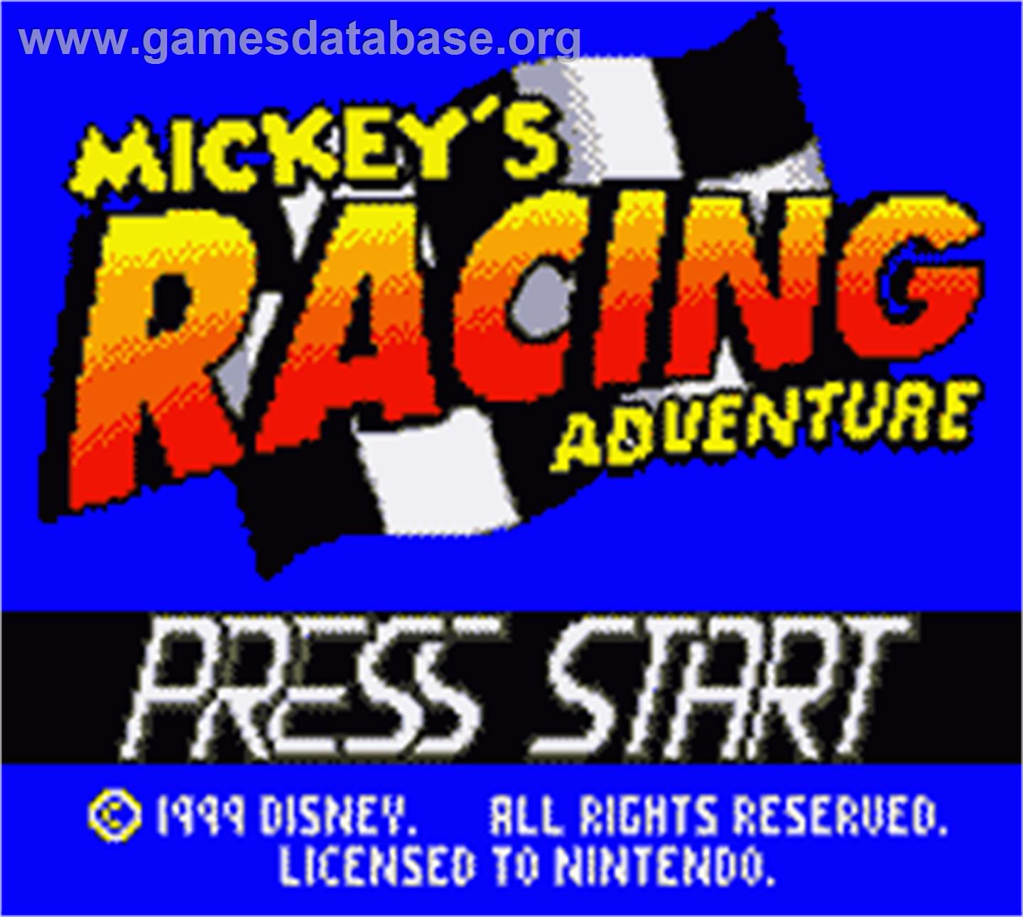 Mickey's Racing Adventure - Nintendo Game Boy Color - Artwork - Title Screen