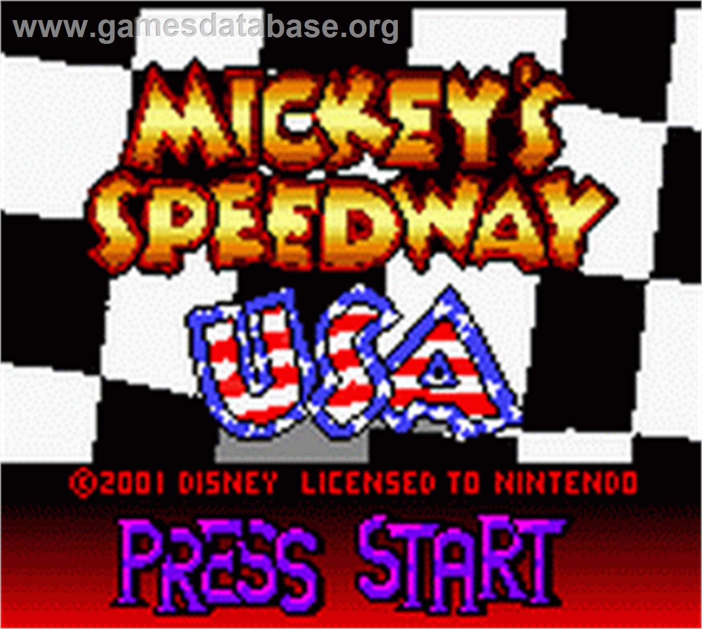 Mickey's Speedway USA - Nintendo Game Boy Color - Artwork - Title Screen