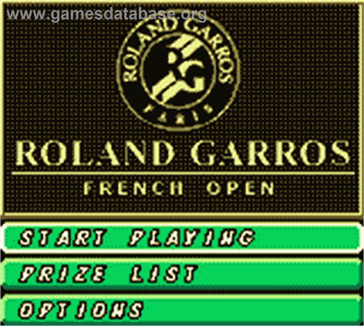 Roland Garros French Open 2000 - Nintendo Game Boy Color - Artwork - Title Screen