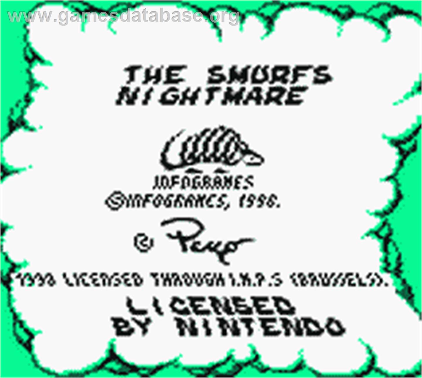 The Smurfs Nightmare - Nintendo Game Boy Color - Artwork - Title Screen