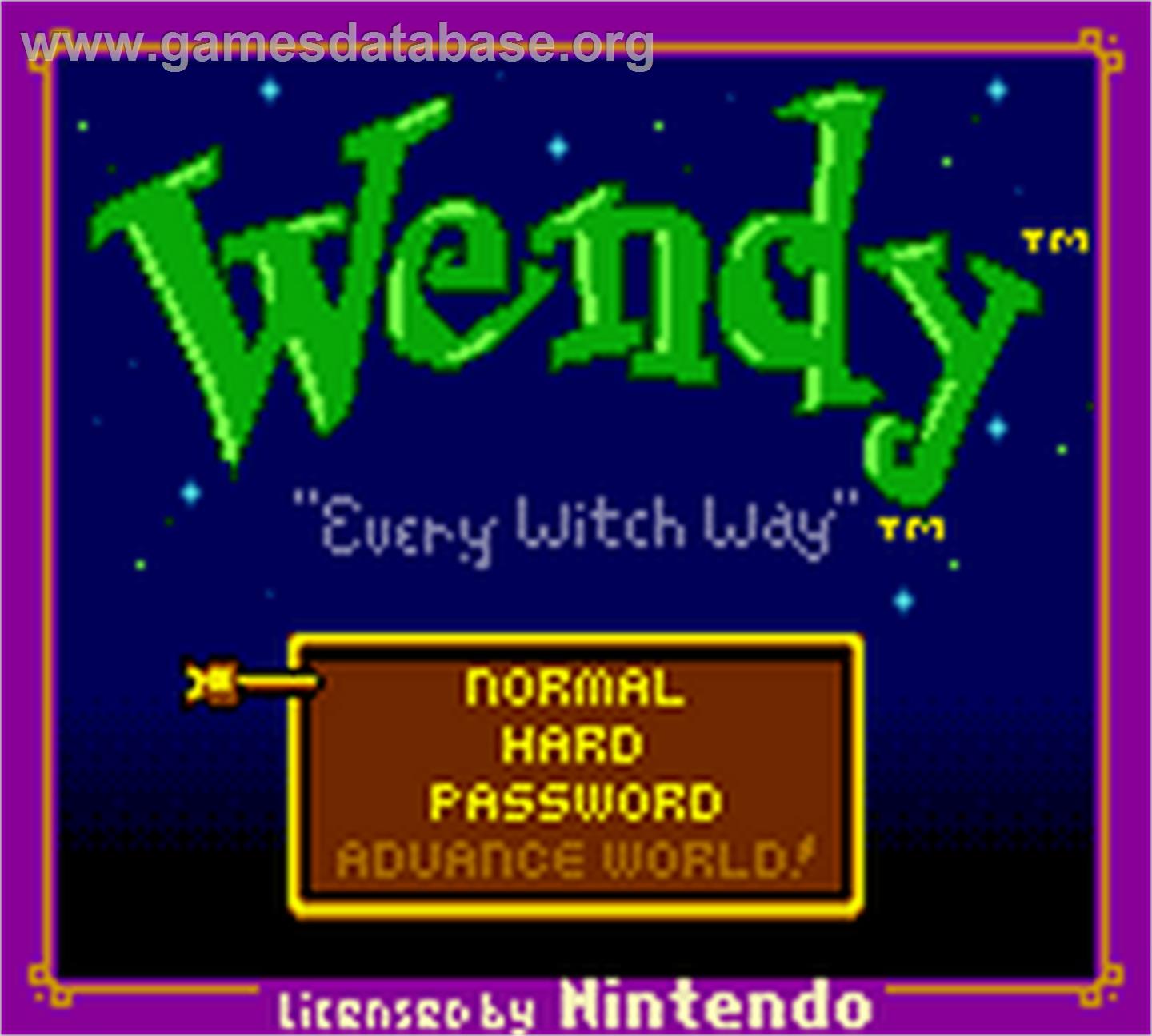 Wendy: Every Witch Way - Nintendo Game Boy Color - Artwork - Title Screen