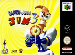 Box cover for Earthworm Jim 3D on the Nintendo N64.