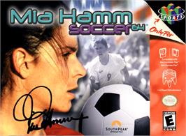 Box cover for Mia Hamm Soccer 64 on the Nintendo N64.