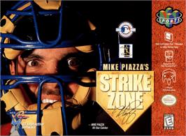 Box cover for Mike Piazza's StrikeZone on the Nintendo N64.